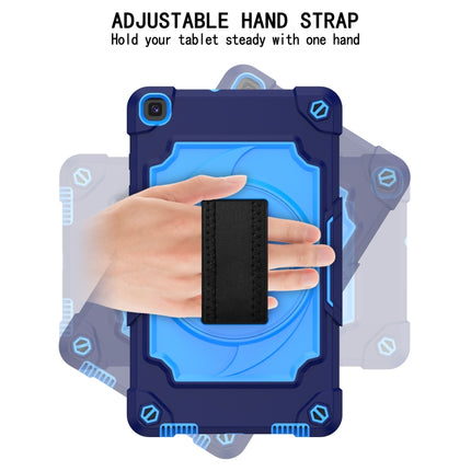For Samsung Tab A 8.0 (2019)/T290 360 Degree Rotation Turntable Contrast Color Robot Shockproof Silicone + PC Protective Case with Holder(Navy Blue + Blue)-garmade.com