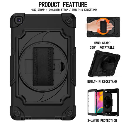 For Samsung Tab A 8.0 (2019)/T290 360 Degree Rotation Turntable Contrast Color Robot Shockproof Silicone + PC Protective Case with Holder(Black)-garmade.com