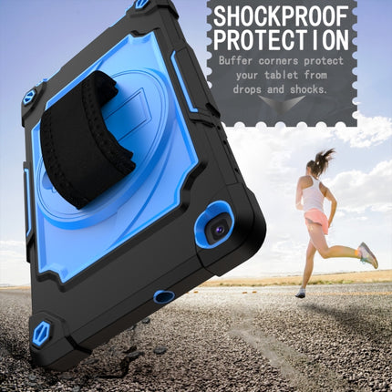 For Samsung Tab A 8.0 (2019)/T290 360 Degree Rotation Turntable Contrast Color Robot Shockproof Silicone + PC Protective Case with Holder(Black + Blue)-garmade.com
