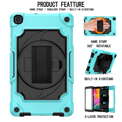 For Samsung Tab A 8.0 (2019)/T290 360 Degree Rotation Turntable Contrast Color Robot Shockproof Silicone + PC Protective Case with Holder(Mint Green + Black)-garmade.com