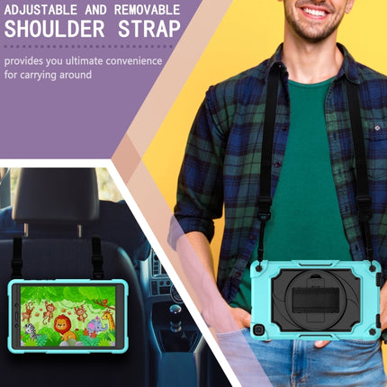 For Samsung Tab A 8.0 (2019)/T290 360 Degree Rotation Turntable Contrast Color Robot Shockproof Silicone + PC Protective Case with Holder(Mint Green + Black)-garmade.com