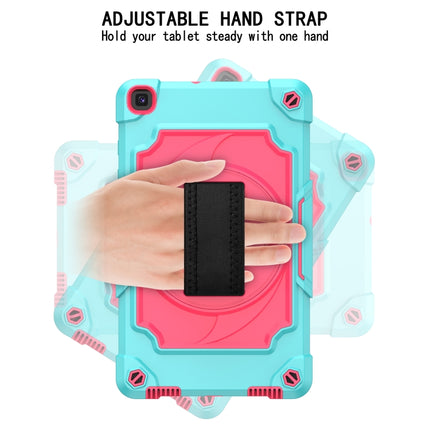 For Samsung Tab A 8.0 (2019)/T290 360 Degree Rotation Turntable Contrast Color Robot Shockproof Silicone + PC Protective Case with Holder(Mint Green + Rose Red)-garmade.com