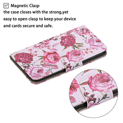 For Samsung Galaxy S21 5G Colored Drawing Pattern Horizontal Flip Leather Case with Holder & Card Slots & Wallet & Lanyard(Peonies)-garmade.com