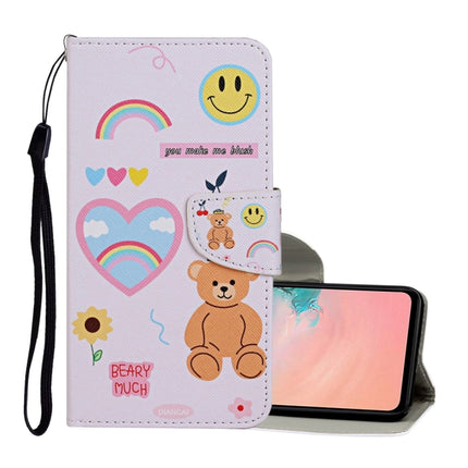 For Samsung Galaxy S21 5G Colored Drawing Pattern Horizontal Flip Leather Case with Holder & Card Slots & Wallet & Lanyard(Smiling Bear)-garmade.com