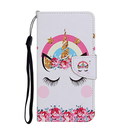 For Samsung Galaxy S21 5G Colored Drawing Pattern Horizontal Flip Leather Case with Holder & Card Slots & Wallet & Lanyard(Crown Unicorn)-garmade.com
