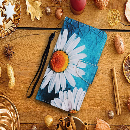 For Samsung Galaxy S21 5G Colored Drawing Pattern Horizontal Flip Leather Case with Holder & Card Slots & Wallet & Lanyard(Chrysanthemum)-garmade.com