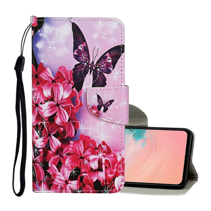For Samsung Galaxy S21 5G Colored Drawing Pattern Horizontal Flip Leather Case with Holder & Card Slots & Wallet & Lanyard(Red Flower Butterfly)-garmade.com