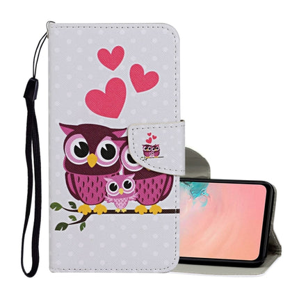 For Samsung Galaxy S21 5G Colored Drawing Pattern Horizontal Flip Leather Case with Holder & Card Slots & Wallet & Lanyard(Owl Family)-garmade.com