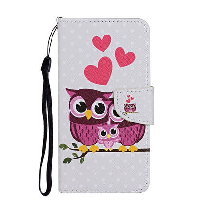 For Samsung Galaxy S21 5G Colored Drawing Pattern Horizontal Flip Leather Case with Holder & Card Slots & Wallet & Lanyard(Owl Family)-garmade.com