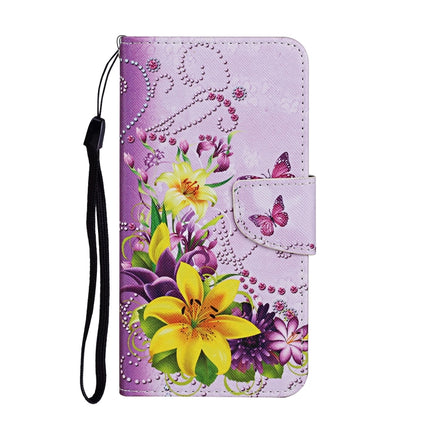For Samsung Galaxy S21 5G Colored Drawing Pattern Horizontal Flip Leather Case with Holder & Card Slots & Wallet & Lanyard(Yellow Flower Butterfly)-garmade.com