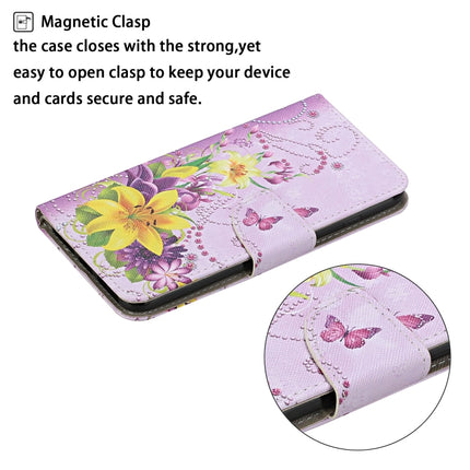 For Samsung Galaxy S21 5G Colored Drawing Pattern Horizontal Flip Leather Case with Holder & Card Slots & Wallet & Lanyard(Yellow Flower Butterfly)-garmade.com