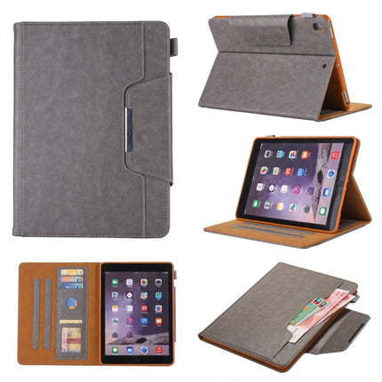 For iPad 10.2 2021 / 2020 / 2019 Business Style Horizontal Flip Leather Case with Holder & Card Slot & Photo Frame & Wallet(Grey)-garmade.com