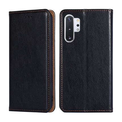 For Samsung Galaxy Note10 PU + TPU Gloss Oil Solid Color Magnetic Horizontal Flip Leather Case with Holder & Card Slot & Wallet(Black)-garmade.com