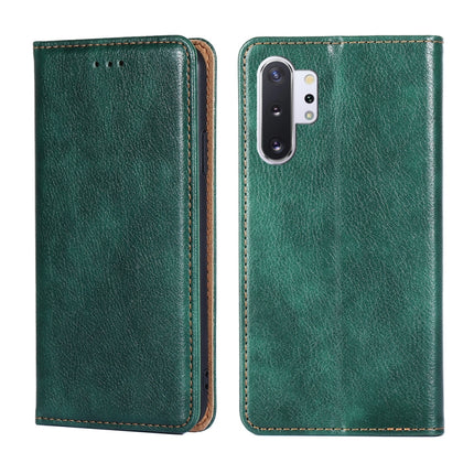 For Samsung Galaxy Note10 PU + TPU Gloss Oil Solid Color Magnetic Horizontal Flip Leather Case with Holder & Card Slot & Wallet(Green)-garmade.com