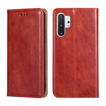 For Samsung Galaxy Note10 PU + TPU Gloss Oil Solid Color Magnetic Horizontal Flip Leather Case with Holder & Card Slot & Wallet(Brown)-garmade.com