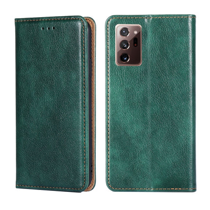 For Samsung Galaxy Note20 PU + TPU Gloss Oil Solid Color Magnetic Horizontal Flip Leather Case with Holder & Card Slot & Wallet(Green)-garmade.com
