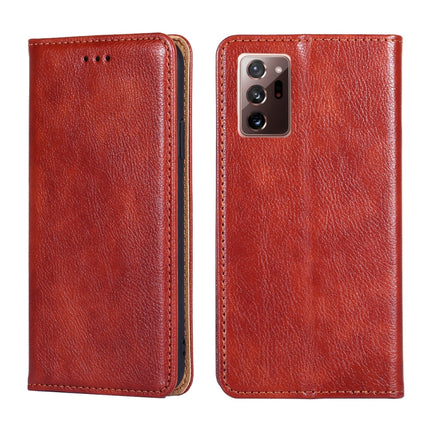 For Samsung Galaxy Note20 PU + TPU Gloss Oil Solid Color Magnetic Horizontal Flip Leather Case with Holder & Card Slot & Wallet(Brown)-garmade.com