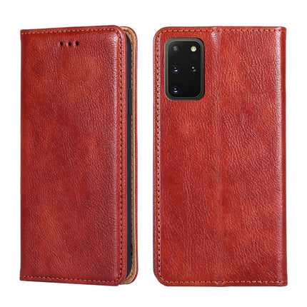 For Samsung Galaxy S20+ PU + TPU Gloss Oil Solid Color Magnetic Horizontal Flip Leather Case with Holder & Card Slot & Wallet(Brown)-garmade.com