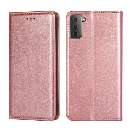 For Samsung Galaxy S21 5G PU + TPU Gloss Oil Solid Color Magnetic Horizontal Flip Leather Case with Holder & Card Slot & Wallet(Rose Gold)-garmade.com