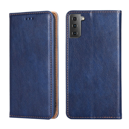 For Samsung Galaxy S21 5G PU + TPU Gloss Oil Solid Color Magnetic Horizontal Flip Leather Case with Holder & Card Slot & Wallet(Blue)-garmade.com