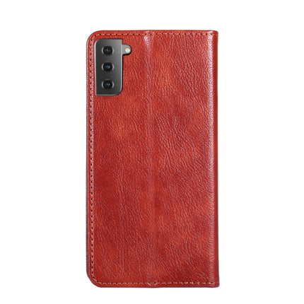 For Samsung Galaxy S21 5G PU + TPU Gloss Oil Solid Color Magnetic Horizontal Flip Leather Case with Holder & Card Slot & Wallet(Brown)-garmade.com