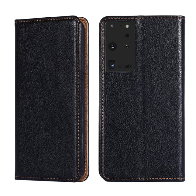 For Samsung Galaxy S21 Ultra 5G PU + TPU Gloss Oil Solid Color Magnetic Horizontal Flip Leather Case with Holder & Card Slot & Wallet(Black)-garmade.com