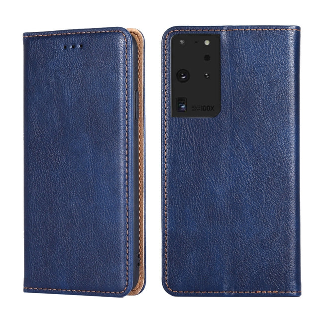 For Samsung Galaxy S21 Ultra 5G PU + TPU Gloss Oil Solid Color Magnetic Horizontal Flip Leather Case with Holder & Card Slot & Wallet(Blue)-garmade.com