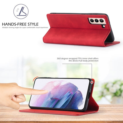 For Samsung Galaxy S21 5G LC.IMEEKE Strong Magnetism Ultra-thin Horizontal Flip Matte TPU + PU Leather Case with Holder & Card Slots & Wallet(Red)-garmade.com