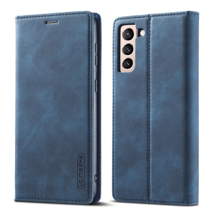 For Samsung Galaxy S21 5G LC.IMEEKE Strong Magnetism Ultra-thin Horizontal Flip Matte TPU + PU Leather Case with Holder & Card Slots & Wallet(Blue)-garmade.com