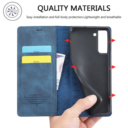 For Samsung Galaxy S21 5G LC.IMEEKE Strong Magnetism Ultra-thin Horizontal Flip Matte TPU + PU Leather Case with Holder & Card Slots & Wallet(Blue)-garmade.com