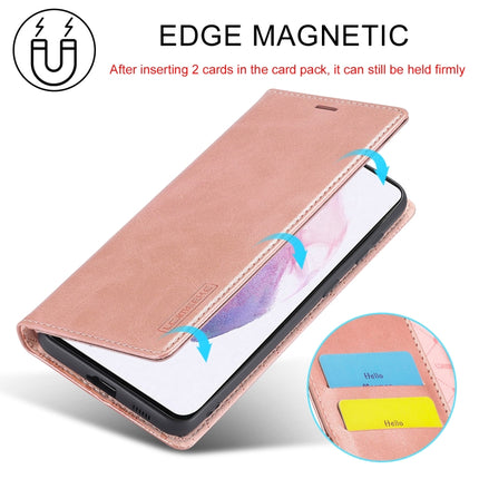 For Samsung Galaxy S21 5G LC.IMEEKE Strong Magnetism Ultra-thin Horizontal Flip Matte TPU + PU Leather Case with Holder & Card Slots & Wallet(Rose Gold)-garmade.com