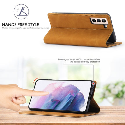 For Samsung Galaxy S21 5G LC.IMEEKE Strong Magnetism Ultra-thin Horizontal Flip Matte TPU + PU Leather Case with Holder & Card Slots & Wallet(Brown)-garmade.com