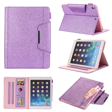 For iPad 10.2 2021 / 2020 / 2019 Glitter Powder Horizontal Flip Leather Case with Holder & Card Slot & Photo Frame & Wallet(Purple)-garmade.com