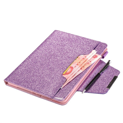 For iPad 10.2 2021 / 2020 / 2019 Glitter Powder Horizontal Flip Leather Case with Holder & Card Slot & Photo Frame & Wallet(Purple)-garmade.com