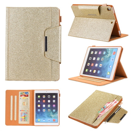 For iPad 10.2 2021 / 2020 / 2019 Glitter Powder Horizontal Flip Leather Case with Holder & Card Slot & Photo Frame & Wallet(Gold)-garmade.com