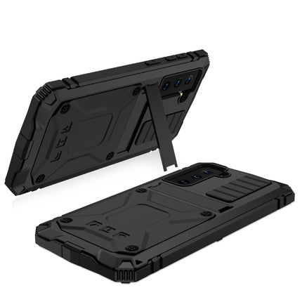 For Samsung Galaxy S21+ 5G R-JUST Shockproof Waterproof Dust-proof Metal + Silicone Protective Case with Holder(Black)-garmade.com