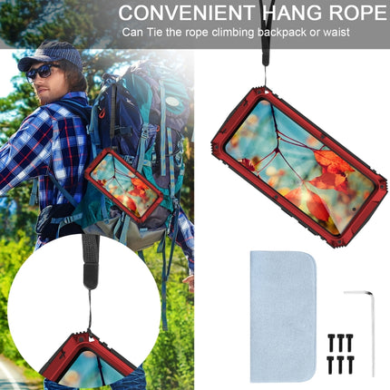 For Samsung Galaxy S21+ 5G R-JUST Shockproof Waterproof Dust-proof Metal + Silicone Protective Case with Holder(Red)-garmade.com