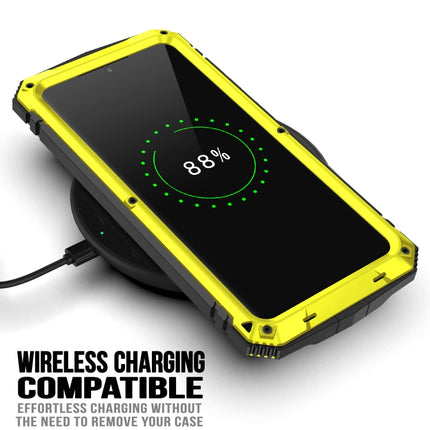 For Samsung Galaxy S21+ 5G R-JUST Shockproof Waterproof Dust-proof Metal + Silicone Protective Case with Holder(Yellow)-garmade.com