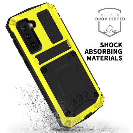 For Samsung Galaxy S21+ 5G R-JUST Shockproof Waterproof Dust-proof Metal + Silicone Protective Case with Holder(Yellow)-garmade.com