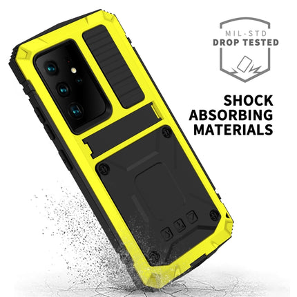 For Samsung Galaxy S21 Ultra 5G R-JUST Shockproof Waterproof Dust-proof Metal + Silicone Protective Case with Holder(Yellow)-garmade.com