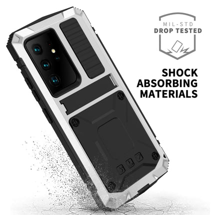 For Samsung Galaxy S21 Ultra 5G R-JUST Shockproof Waterproof Dust-proof Metal + Silicone Protective Case with Holder(Silver)-garmade.com