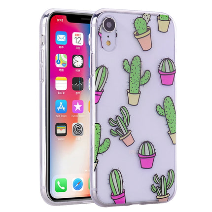 Coloured Drawing Pattern Highly Transparent TPU Protective Case For iPhone X / XS(Cactus)-garmade.com