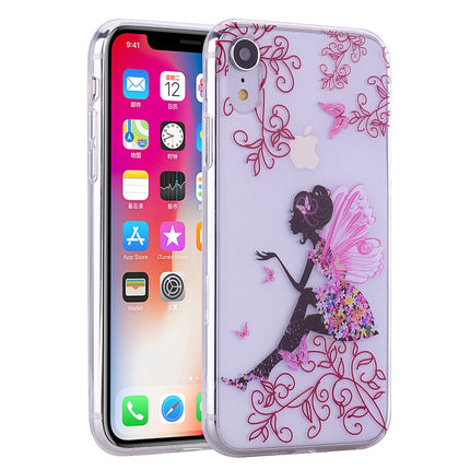 Coloured Drawing Pattern Highly Transparent TPU Protective Case For iPhone X / XS(Butterfly Girl)-garmade.com