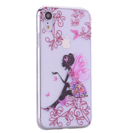 Coloured Drawing Pattern Highly Transparent TPU Protective Case For iPhone X / XS(Butterfly Girl)-garmade.com
