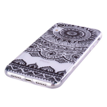 Coloured Drawing Pattern Highly Transparent TPU Protective Case For iPhone X / XS(Black Lace)-garmade.com