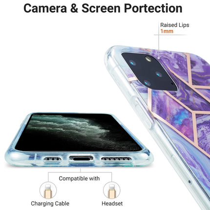 3D Electroplating Marble Pattern TPU Protective Case For iPhone 11 Pro(Purple)-garmade.com