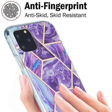 3D Electroplating Marble Pattern TPU Protective Case For iPhone 11 Pro(Purple)-garmade.com