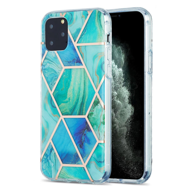 3D Electroplating Marble Pattern TPU Protective Case For iPhone 11 Pro(Green Blue)-garmade.com