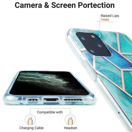 3D Electroplating Marble Pattern TPU Protective Case For iPhone 11 Pro(Green Blue)-garmade.com