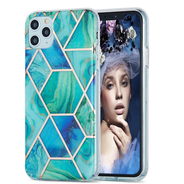 3D Electroplating Marble Pattern TPU Protective Case For iPhone 11 Pro Max(Green Blue)-garmade.com